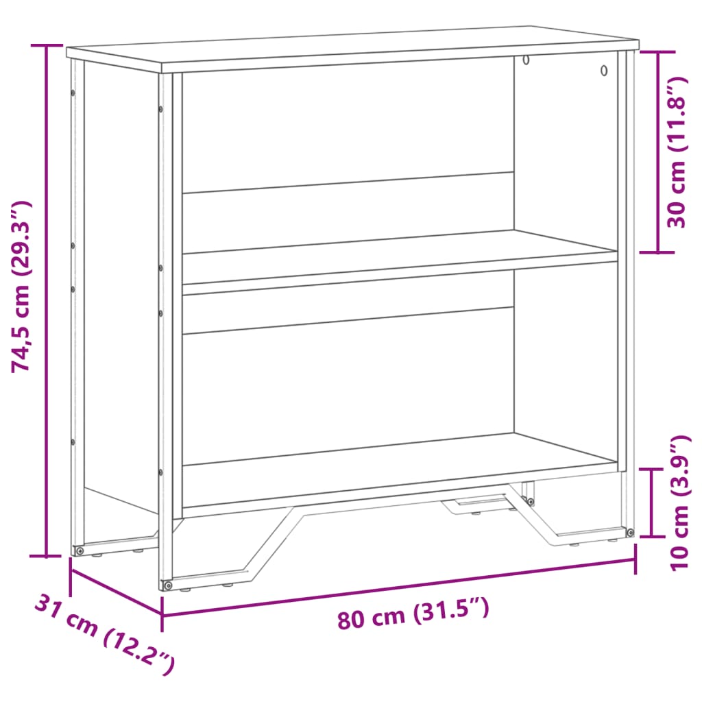 Bookcase Sonoma Oak 80x31x74.5 cm Engineered Wood