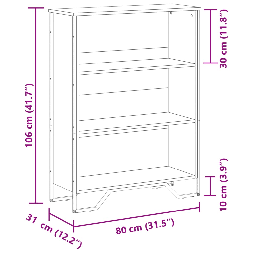 Bookcase Sonoma Oak 80x31x106 cm Engineered Wood