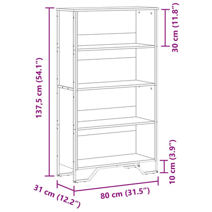 Bookcase Black 80x31x137.5 cm Engineered Wood