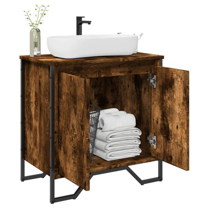 Bathroom Sink Cabinet Smoked Oak 60x35x60 cm Engineered Wood