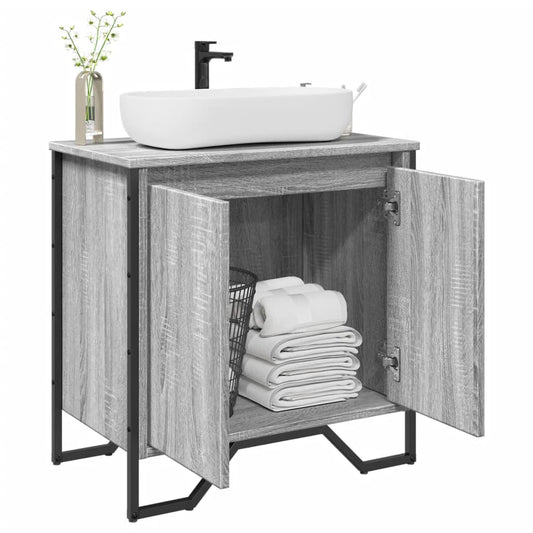 Bathroom Sink Cabinet Grey Sonoma 60x35x60 cm Engineered Wood