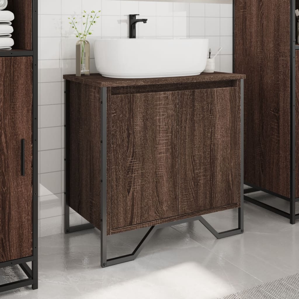 Bathroom Sink Cabinet Brown Oak 60x35x60 cm Engineered Wood