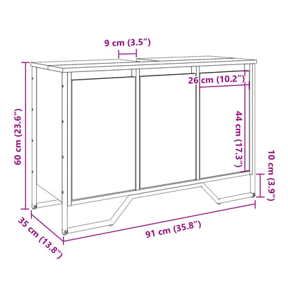 Bathroom Sink Cabinet Sonoma Oak 91x35x60 cm Engineered Wood