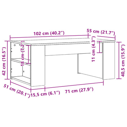 Coffee Table Sonoma Oak 102x55x42 cm Engineered Wood