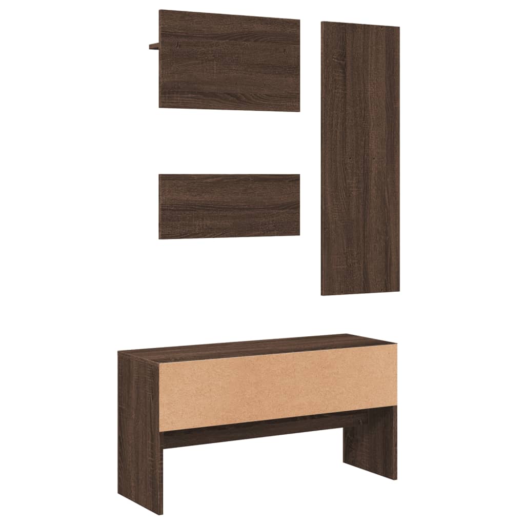 4 Piece Hallway Furniture Set Brown Oak Engineered Wood