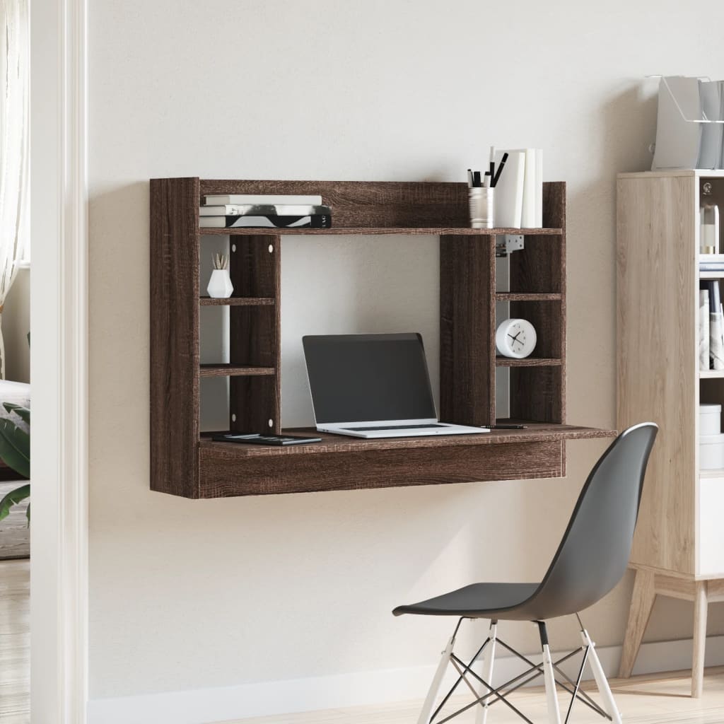 Wall-Mounted Desk Brown Oak 105x48x75 cm Engineered Wood