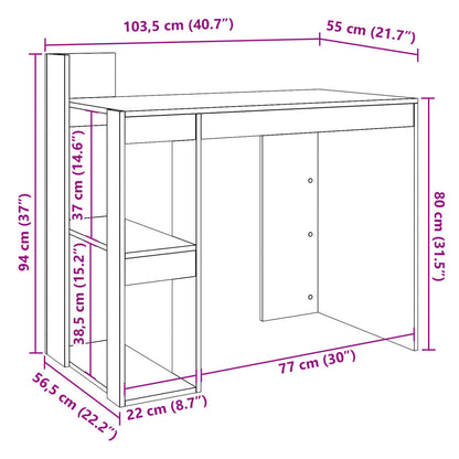 Office Desk White 103.5x56.5x94 cm Engineered Wood