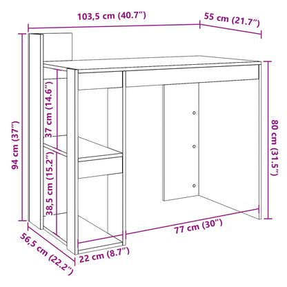 Office Desk Smoked Oak 103.5x56.5x94 cm Engineered Wood