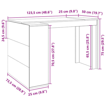 Office Desk Concrete Grey 123.5x73.5x75 cm Engineered Wood