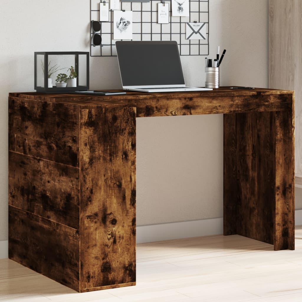 Office Desk Smoked Oak 123.5x73.5x75 cm Engineered Wood