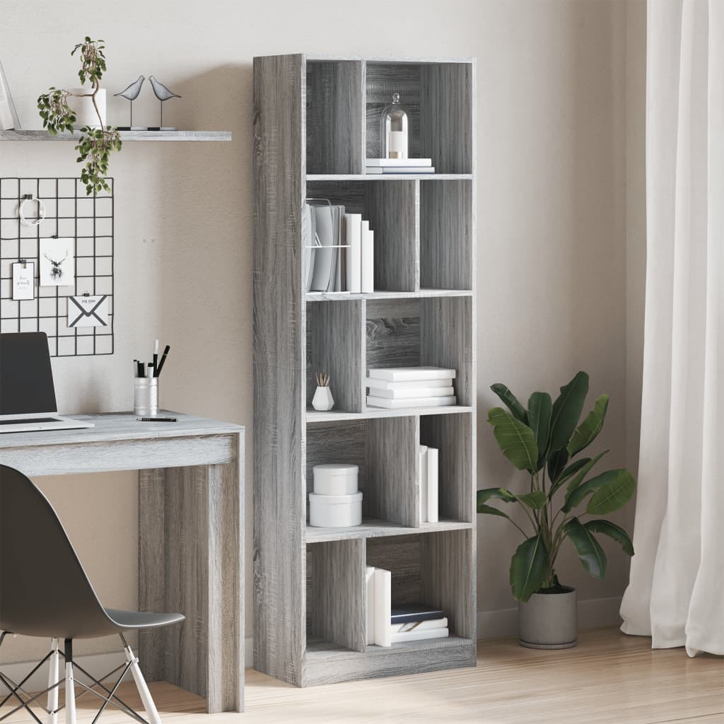 Bookcase Grey Sonoma 57x28.5x174 cm Engineered Wood