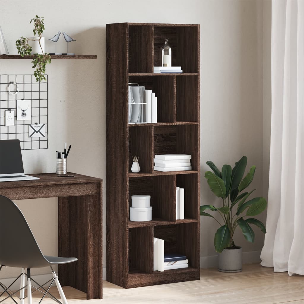 Bookcase Brown Oak 57x28.5x174 cm Engineered Wood