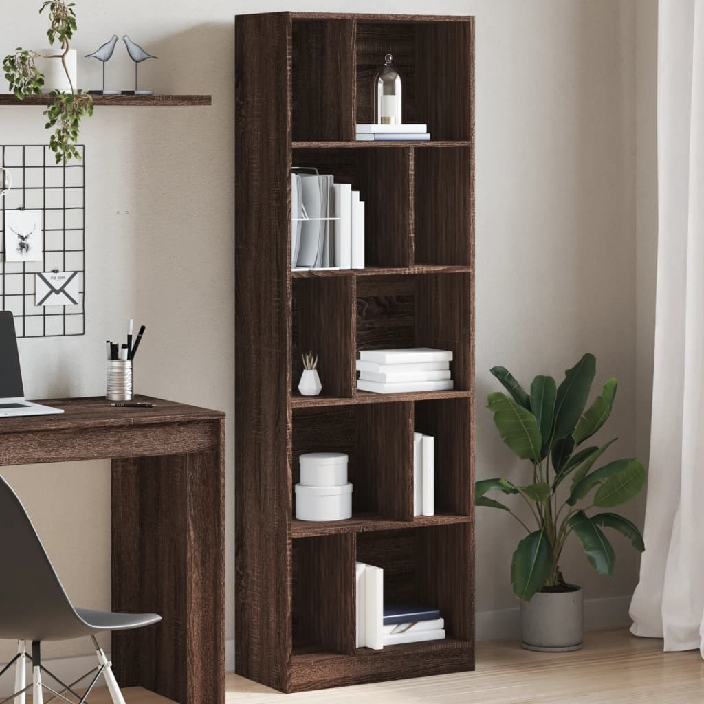 Bookcase Brown Oak 57x28.5x174 cm Engineered Wood