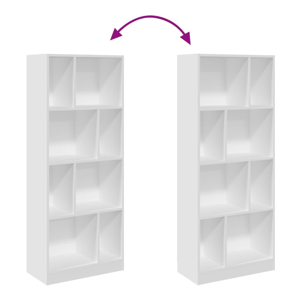 Bookcase White 57x28.5x141 cm Engineered Wood