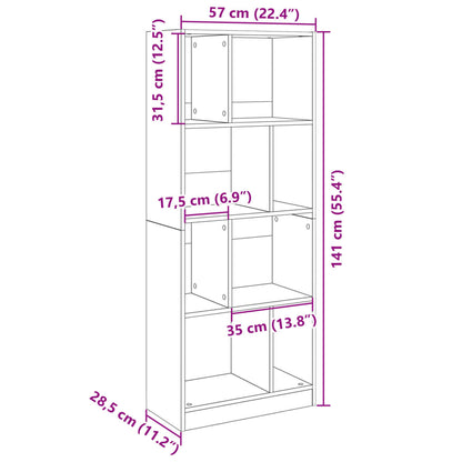 Bookcase White 57x28.5x141 cm Engineered Wood