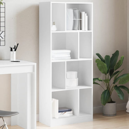 Bookcase White 57x28.5x141 cm Engineered Wood