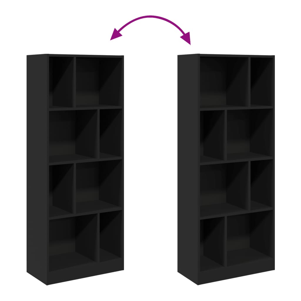 Bookcase Black 57x28.5x141 cm Engineered Wood