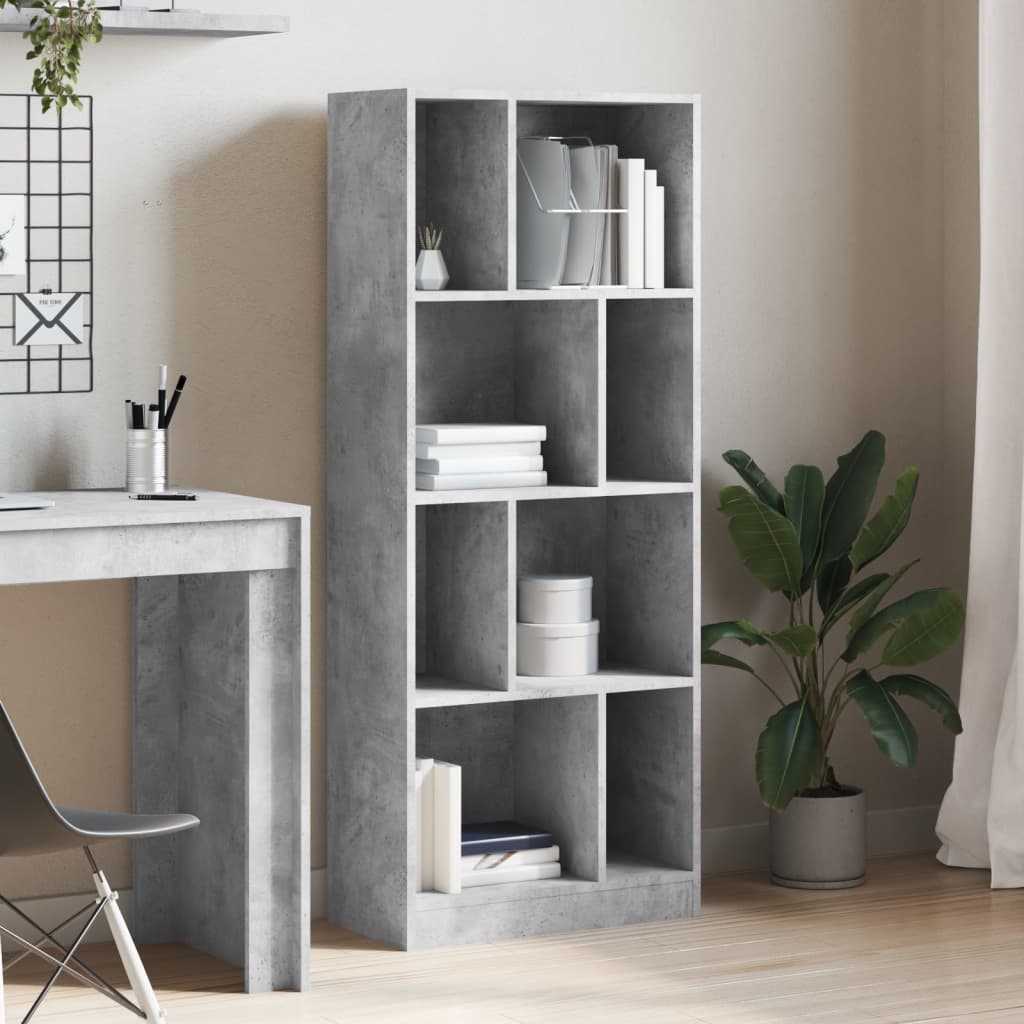 Bookcase Concrete Grey 57x28.5x141 cm Engineered Wood