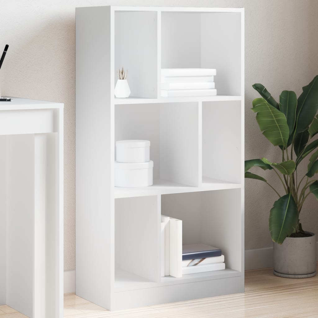 Bookcase White 57x28.5x107.5 cm Engineered Wood