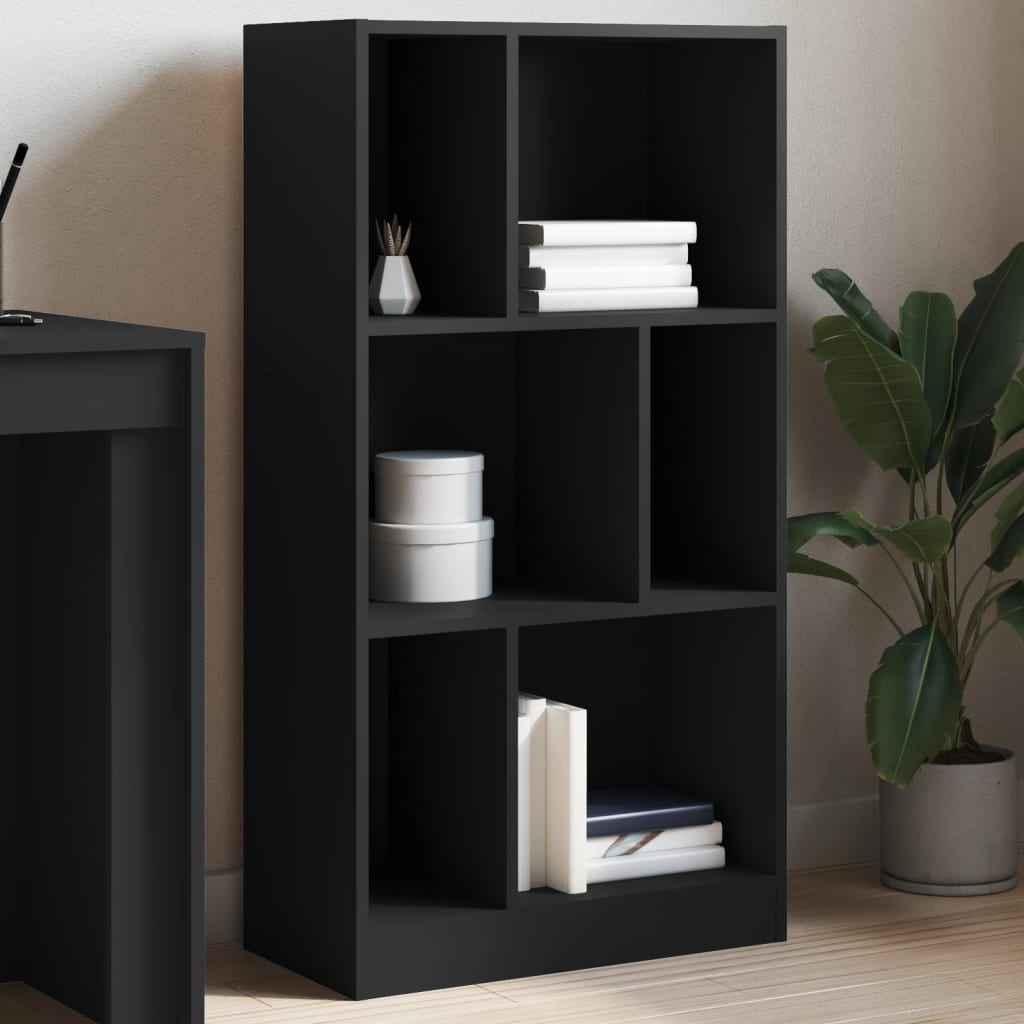 Bookcase Black 57x28.5x107.5 cm Engineered Wood