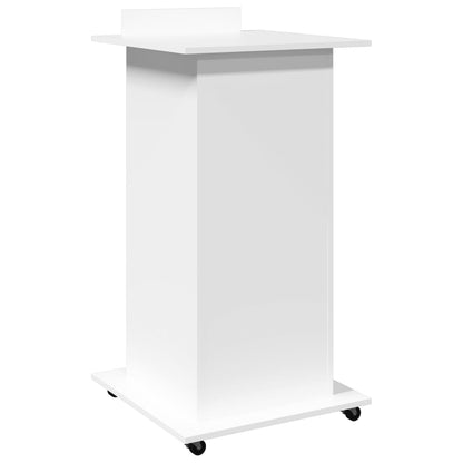 Lectern with Wheels & Drawer White 55x55x107 cm Engineered Wood