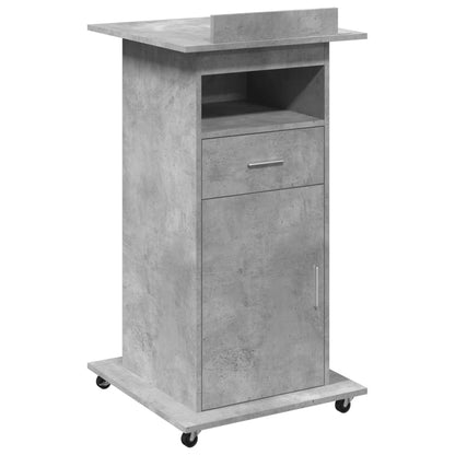 Lectern with Wheels & Drawer Concrete Grey 55x55x107 cm Engineered Wood