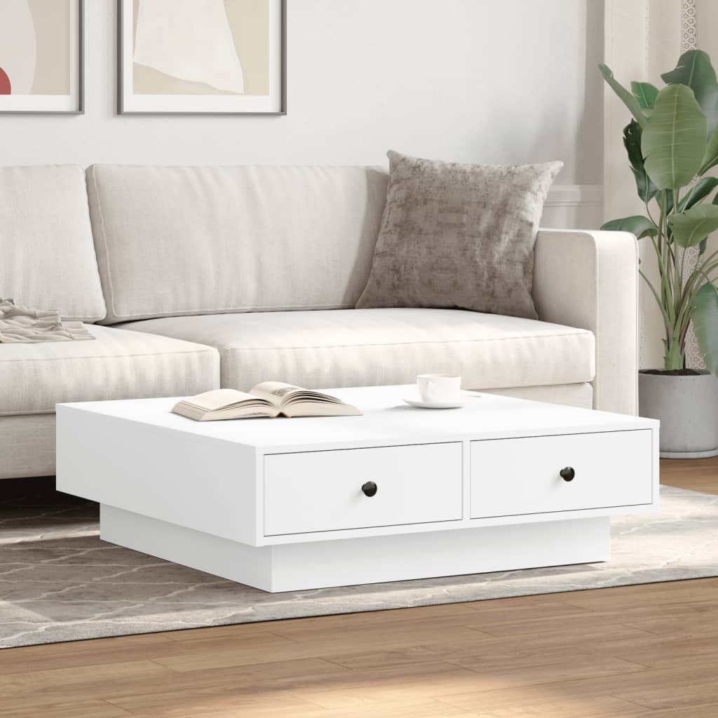 Coffee Table White 90x90x28 cm Engineered Wood