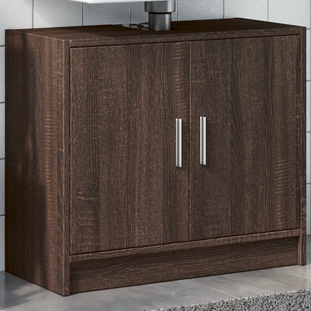 Sink Cabinet Brown Oak 63x29x55 cm Engineered Wood