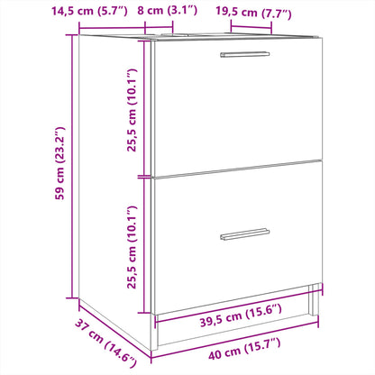 Sink Cabinet Concrete Grey 40x37x59 cm Engineered Wood