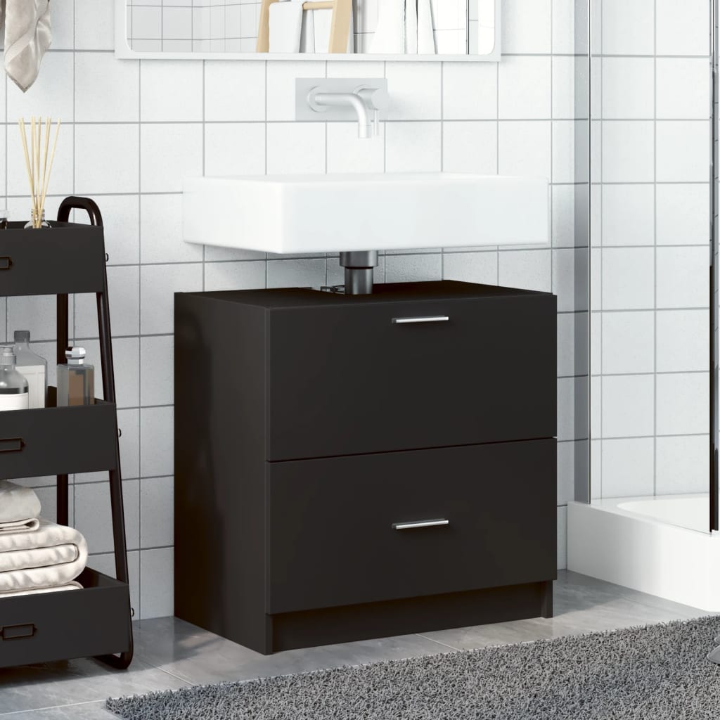 Sink Cabinet Black 59x37x59 cm Engineered Wood