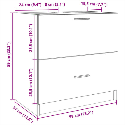 Sink Cabinet Black 59x37x59 cm Engineered Wood