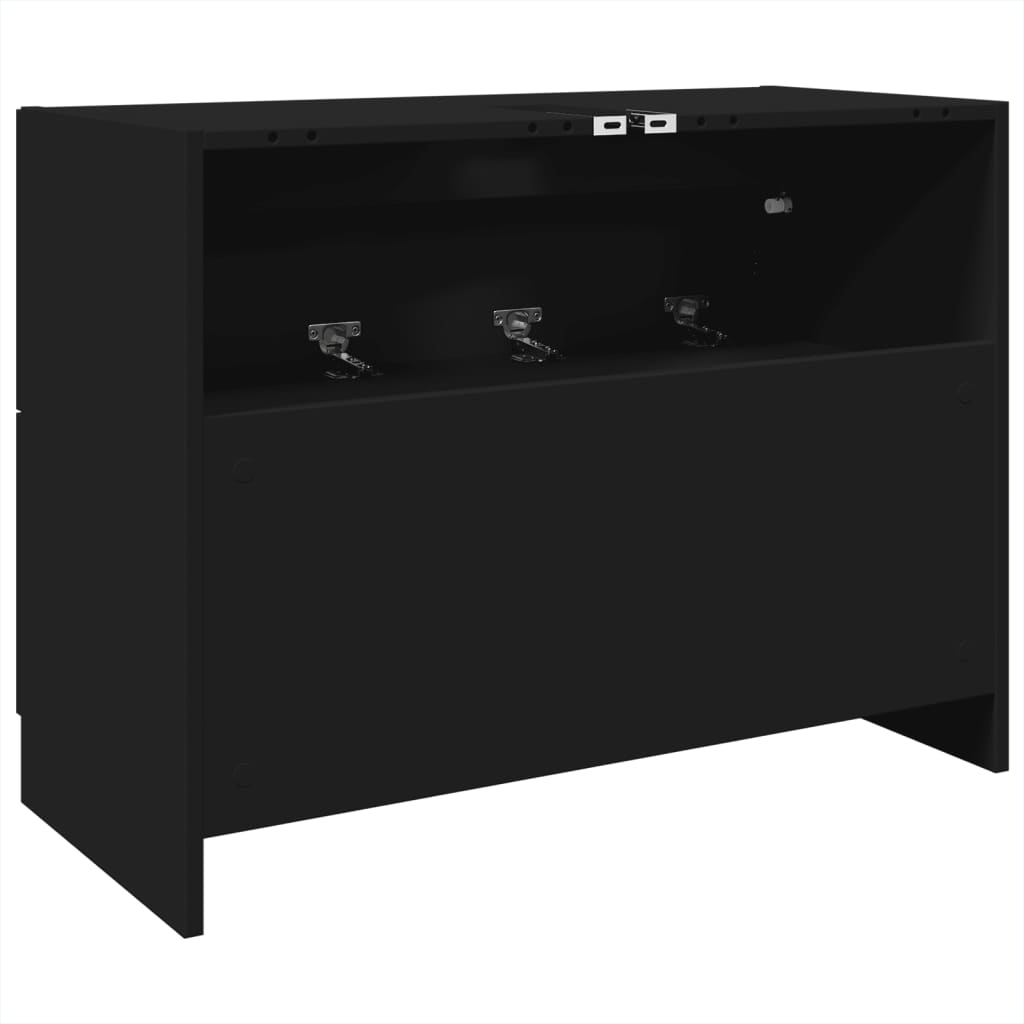 Sink Cabinet Black 78x37x59 cm Engineered Wood