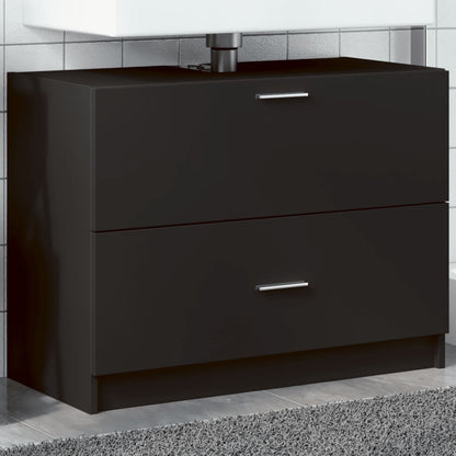 Sink Cabinet Black 78x37x59 cm Engineered Wood