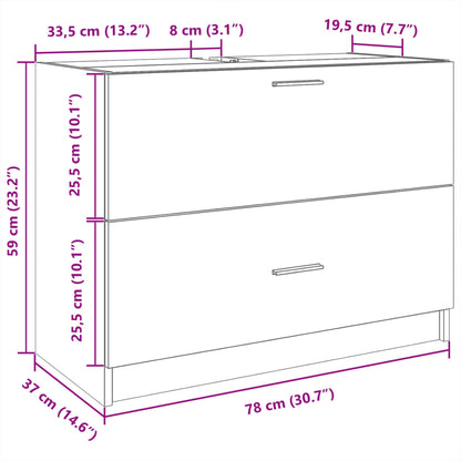 Sink Cabinet Sonoma Oak 78x37x59 cm Engineered Wood