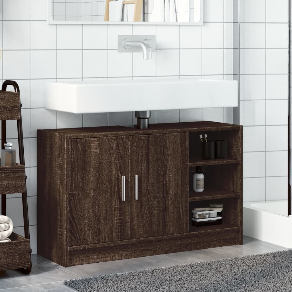 Sink Cabinet Brown Oak 90x29x55 cm Engineered Wood