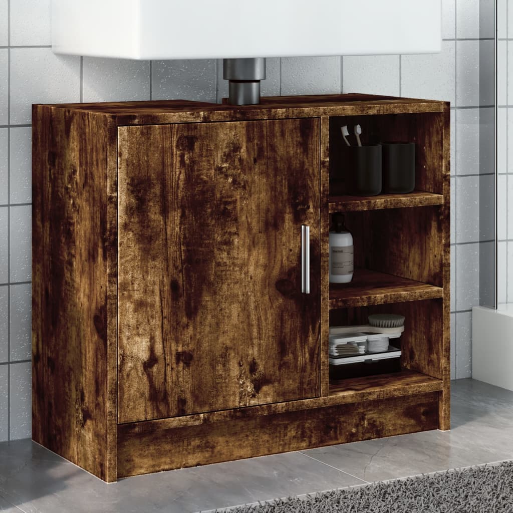 Sink Cabinet Smoked Oak 63x29x55 cm Engineered Wood