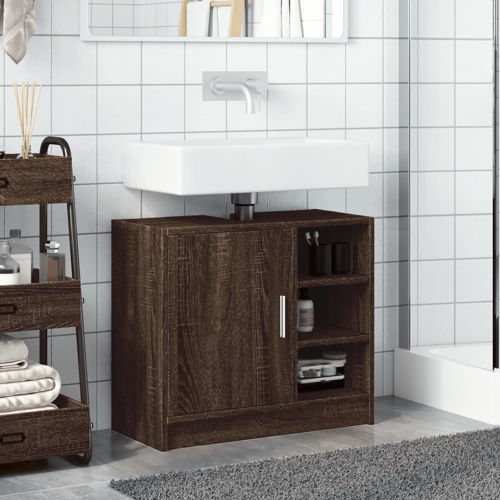 Sink Cabinet Brown Oak 63x29x55 cm Engineered Wood