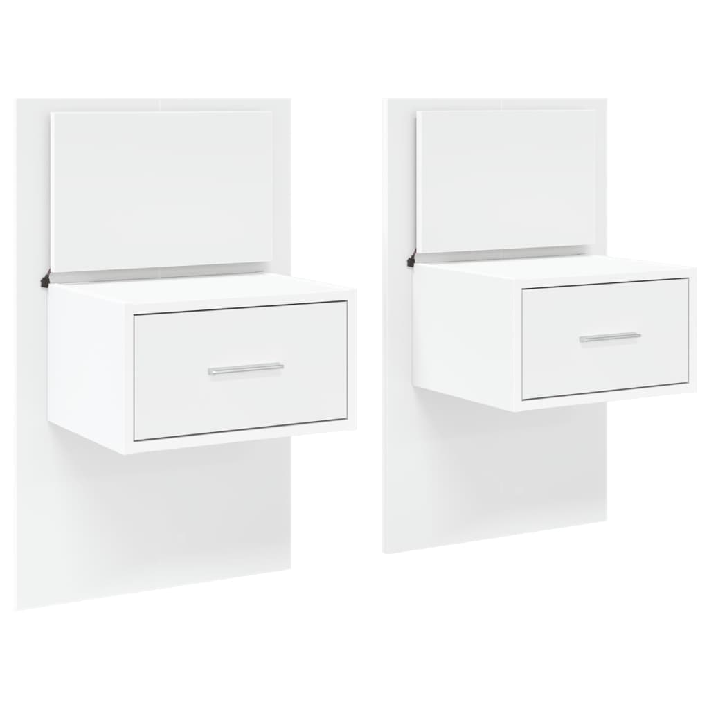 Wall-mounted Bedside Cabinets with LED Lights 2 pcs White