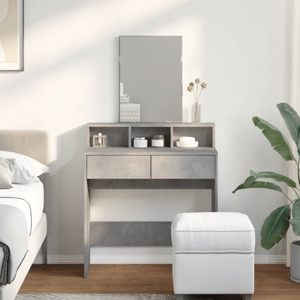 Dressing Table with Mirror Concrete Grey 80x41x144.5 cm