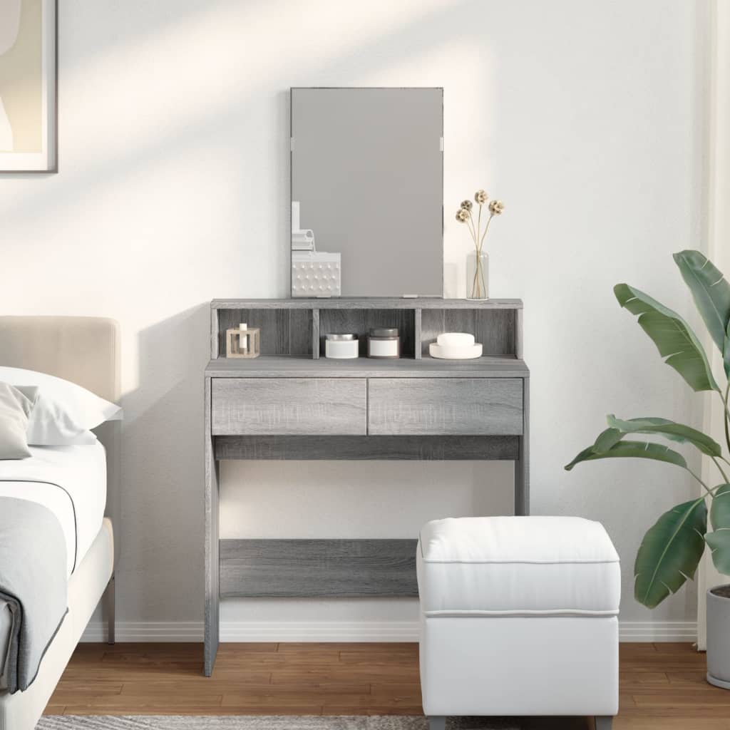 Dressing Table with Mirror Grey Sonoma 80x41x144.5 cm