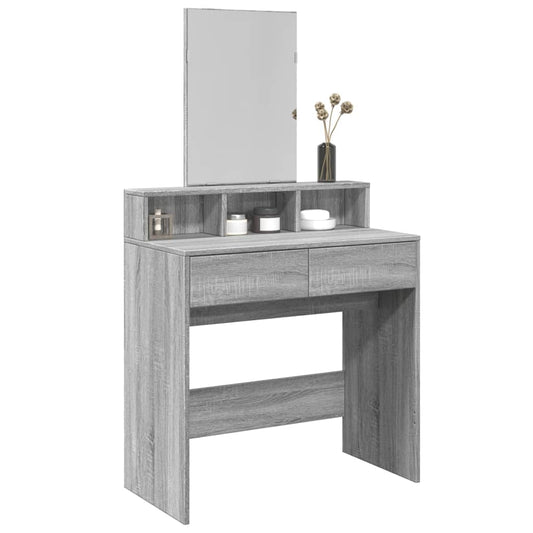 Dressing Table with Mirror Grey Sonoma 80x41x144.5 cm