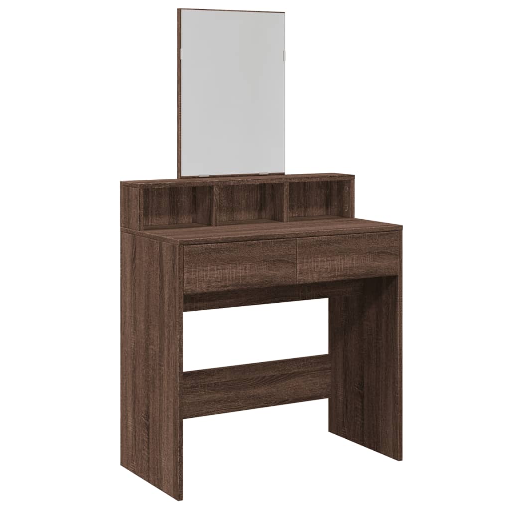 Dressing Table with Mirror Brown Oak 80x41x144.5 cm