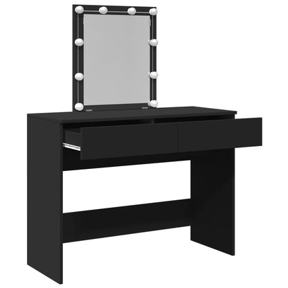 Dressing Table with LED Black 100x40x130 cm