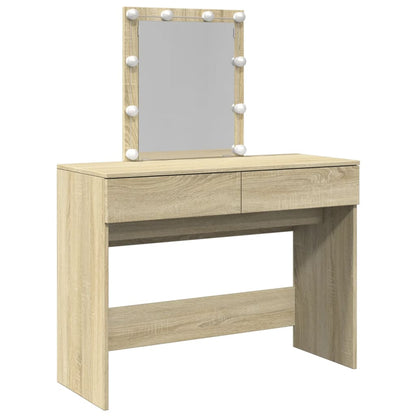 Dressing Table with LED Sonoma Oak 100x40x130 cm