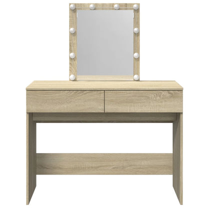 Dressing Table with LED Sonoma Oak 100x40x130 cm