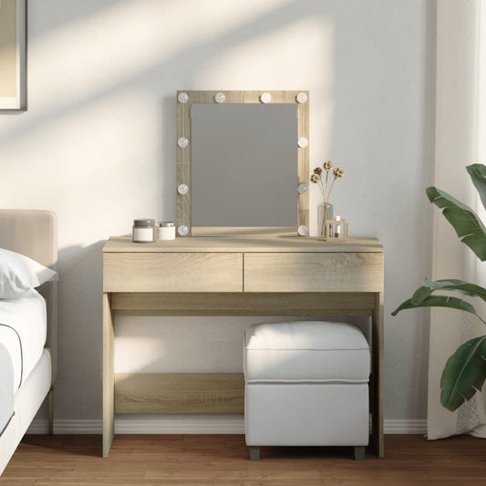 Dressing Table with LED Sonoma Oak 100x40x130 cm