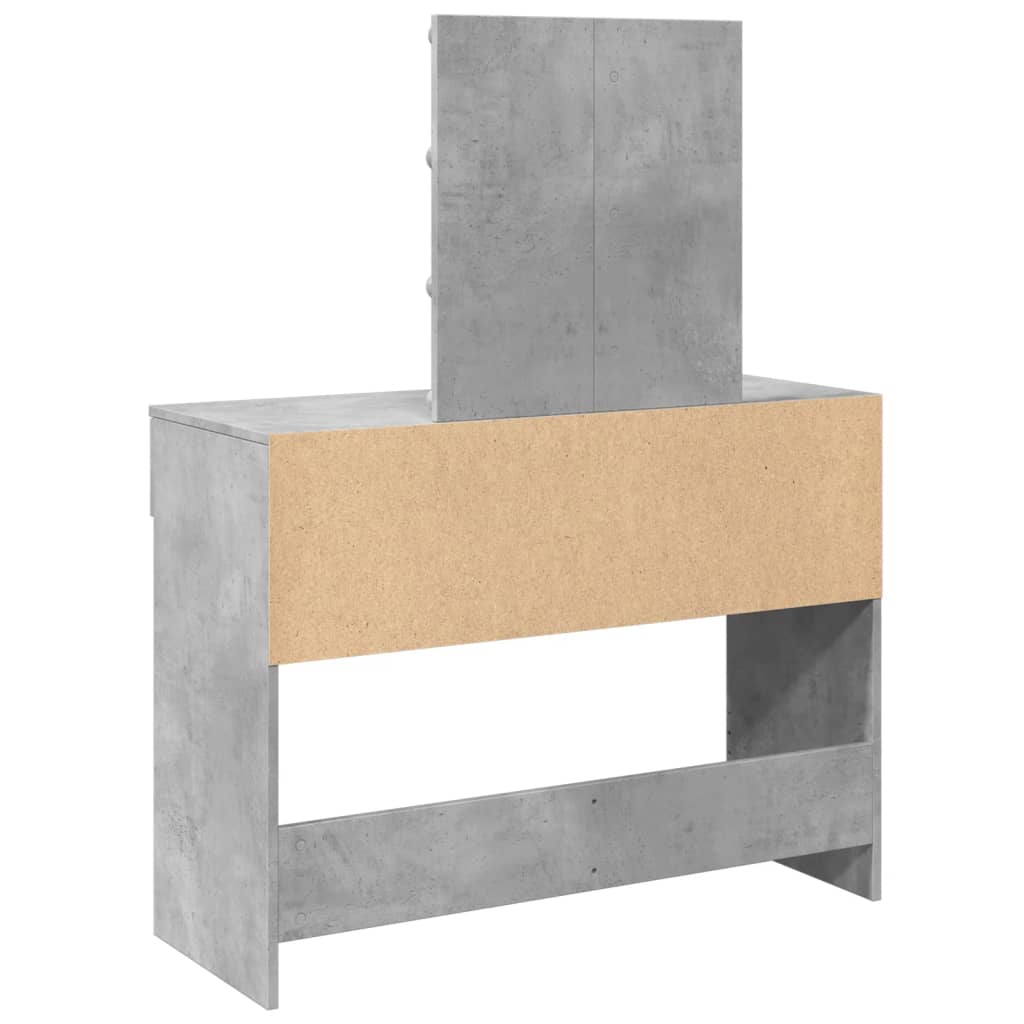 Dressing Table with LED Concrete Grey 100x40x130 cm