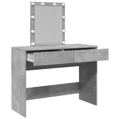 Dressing Table with LED Concrete Grey 100x40x130 cm