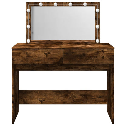 Dressing Table with LED Smoked Oak 100x40x120 cm