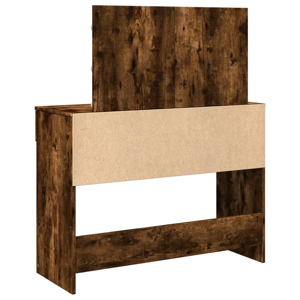 Dressing Table with LED Smoked Oak 100x40x120 cm